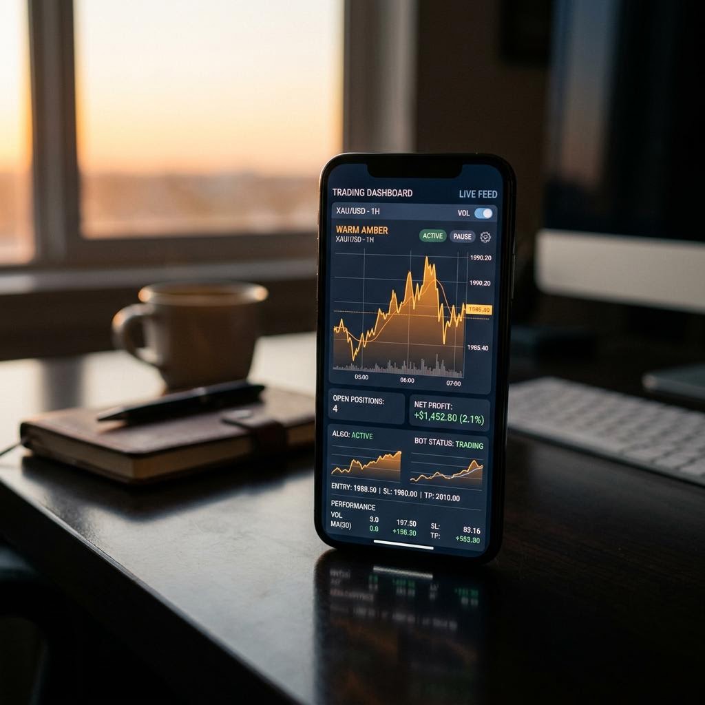 Talvurieks AI trading software dashboard on smartphone